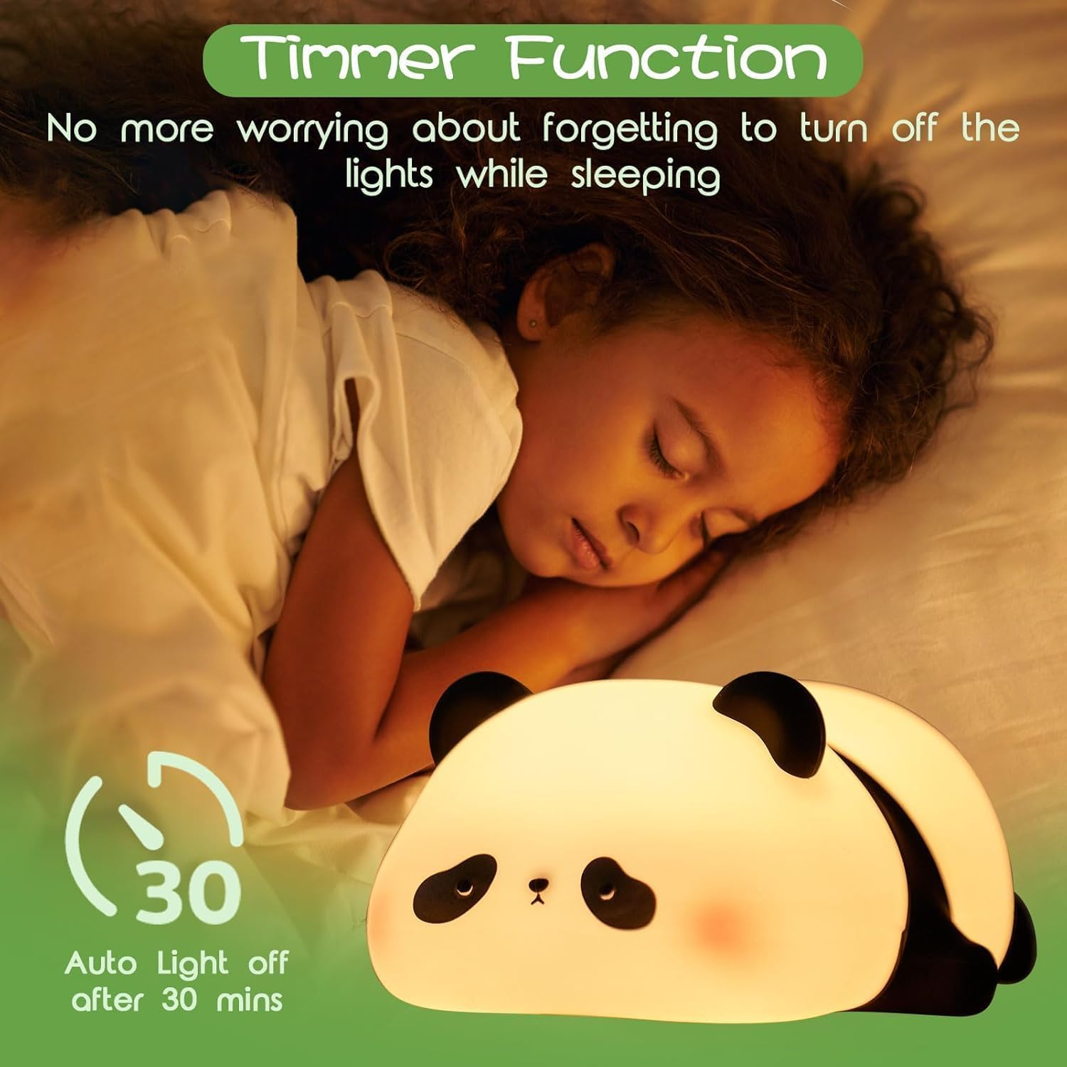 Rgb Panda Lamp Cute Rechargeable Sleeping Panda Night Light Silicone Nursery Lamp With Seven Color Changing